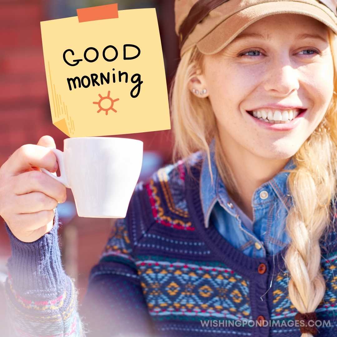 Happy young woman with coffee cup looking at her boyfriend. Good Morning Coffee Images